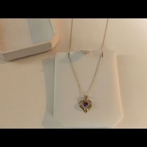 14K Gold Amethyst Open Heart Pendant necklace 14K 20” chain